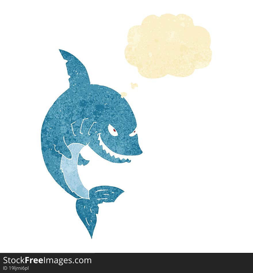 funny cartoon shark with thought bubble