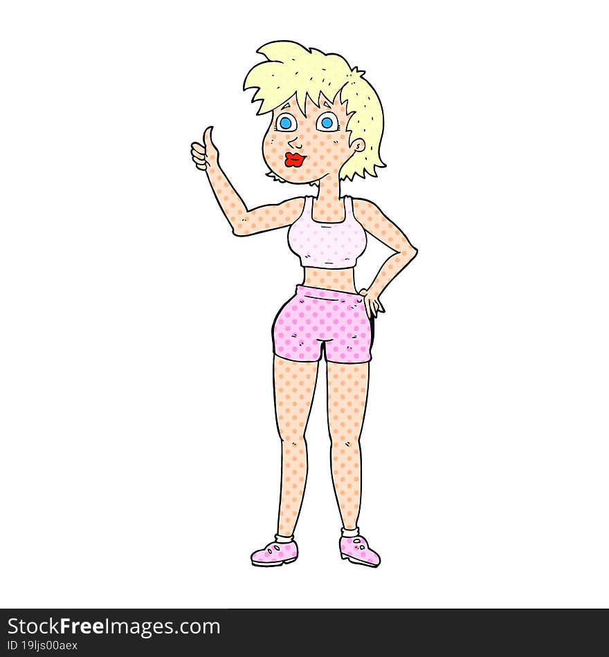 freehand drawn cartoon happy gym woman