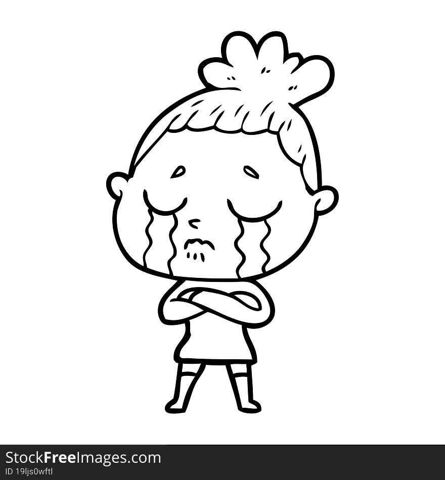 cartoon crying woman. cartoon crying woman