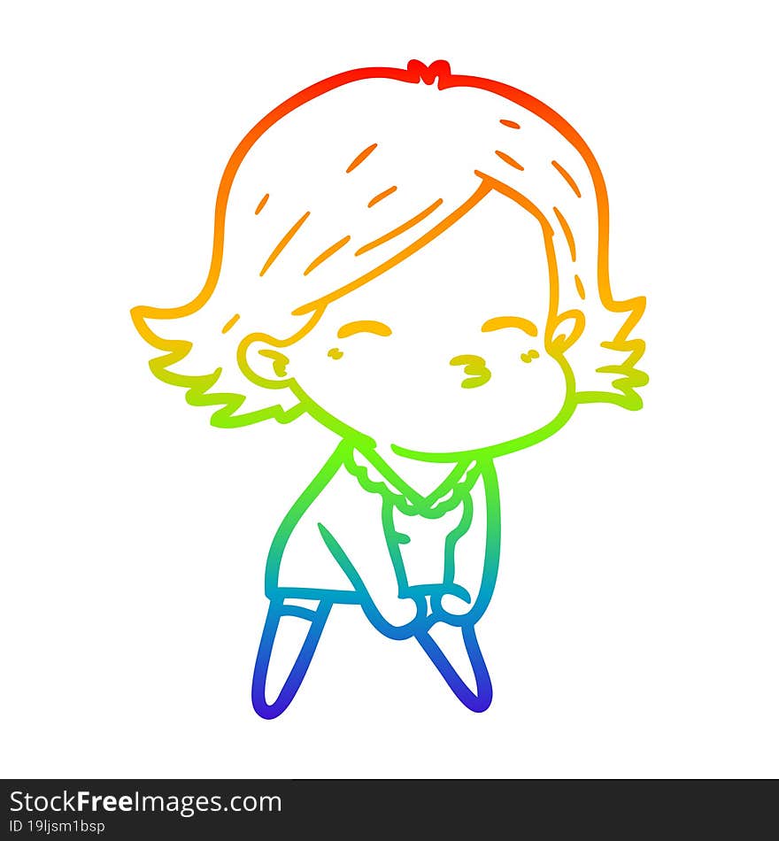 rainbow gradient line drawing of a cartoon woman