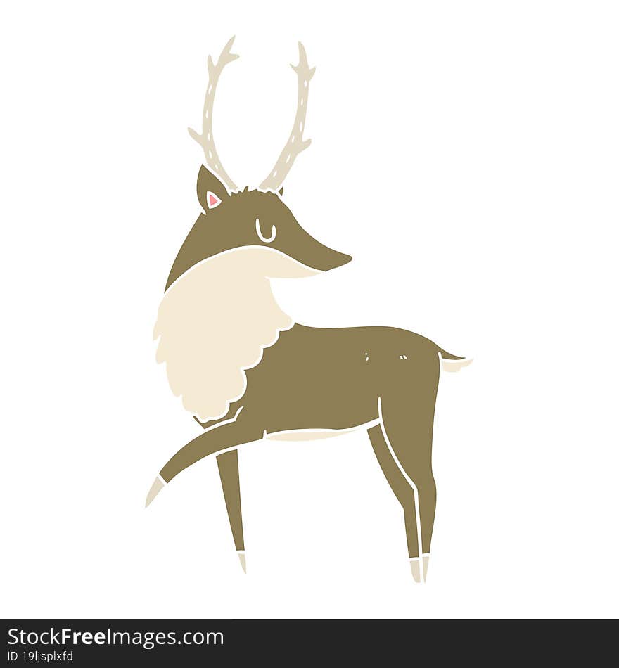 Flat Color Style Cartoon Stag