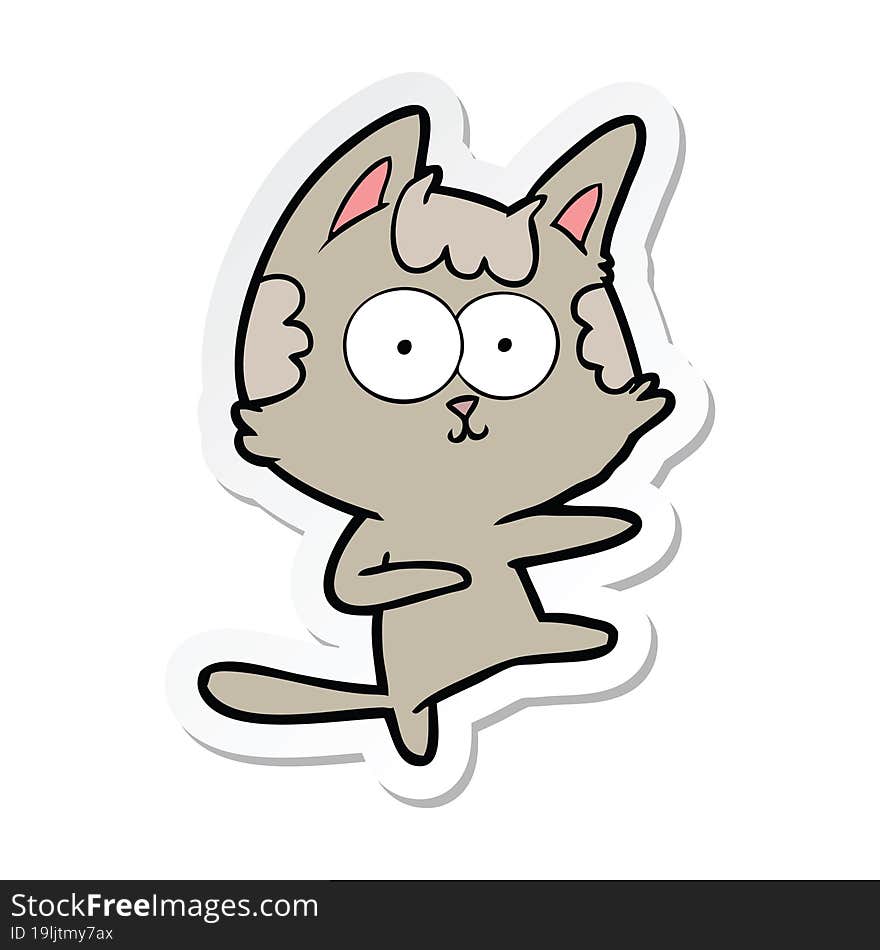 sticker of a dancing cartoon cat