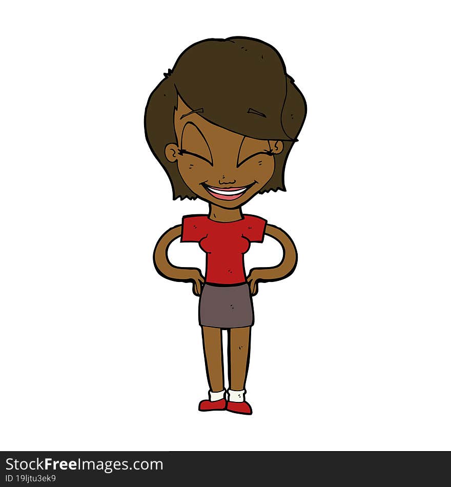 Cartoon Woman With Hands On Hips