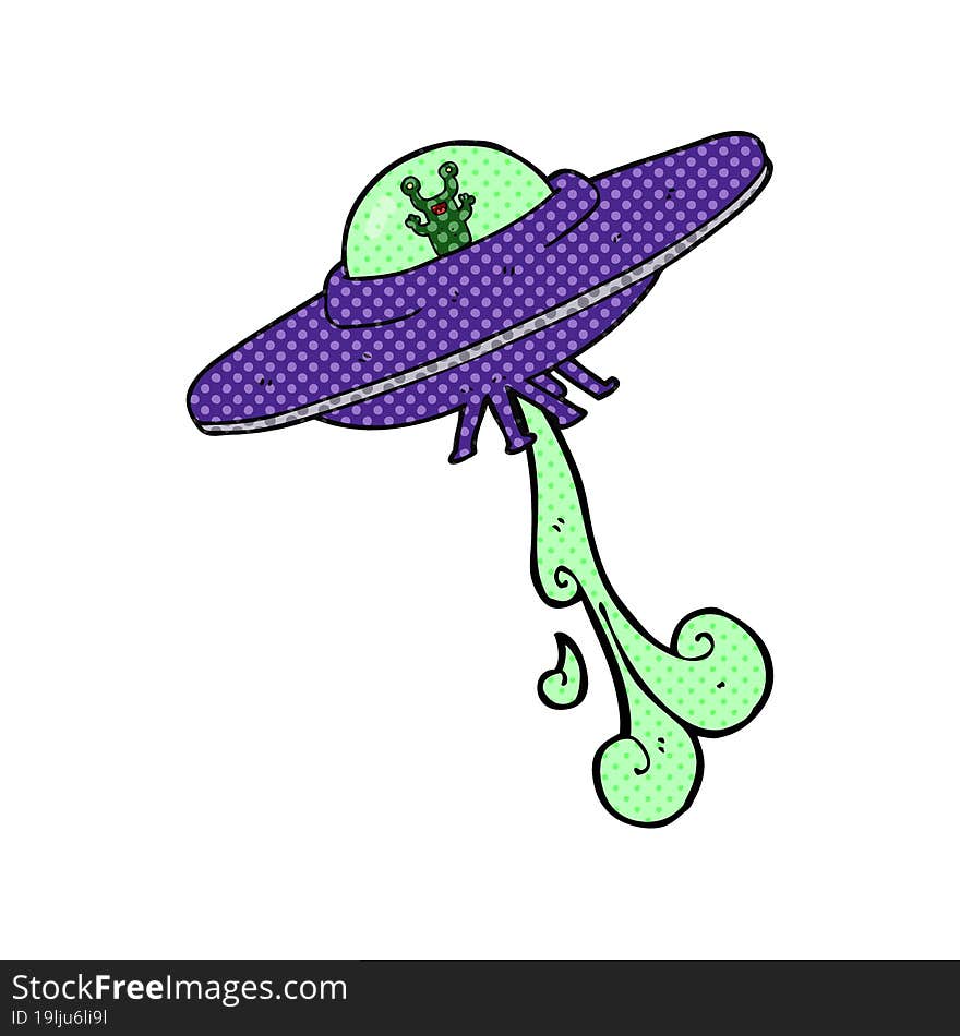 freehand drawn cartoon alien spaceship