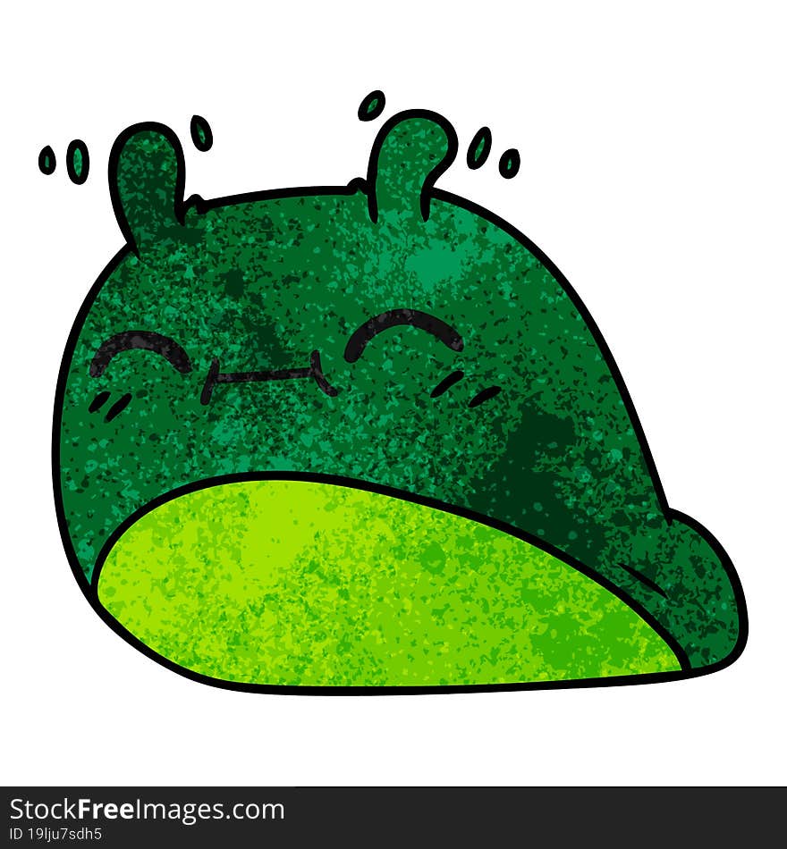 textured cartoon of a happy kawaii slug