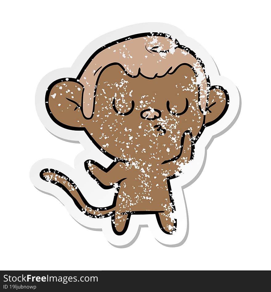 distressed sticker of a cartoon monkey