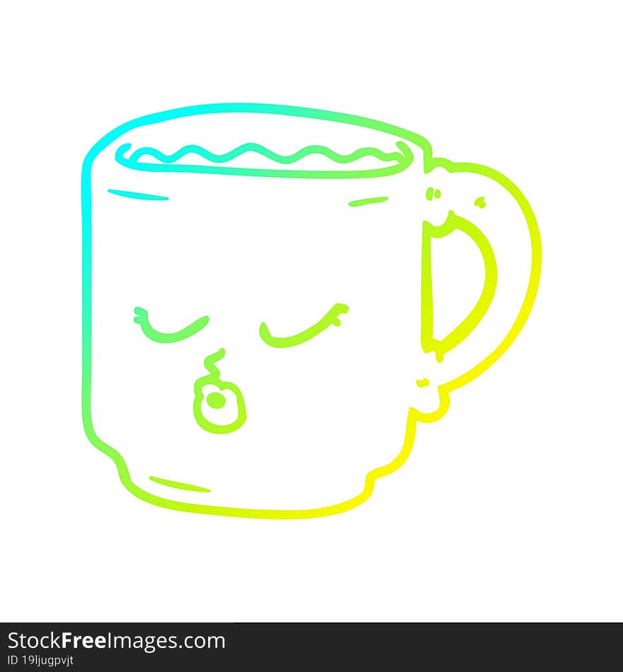 cold gradient line drawing cartoon coffee mug