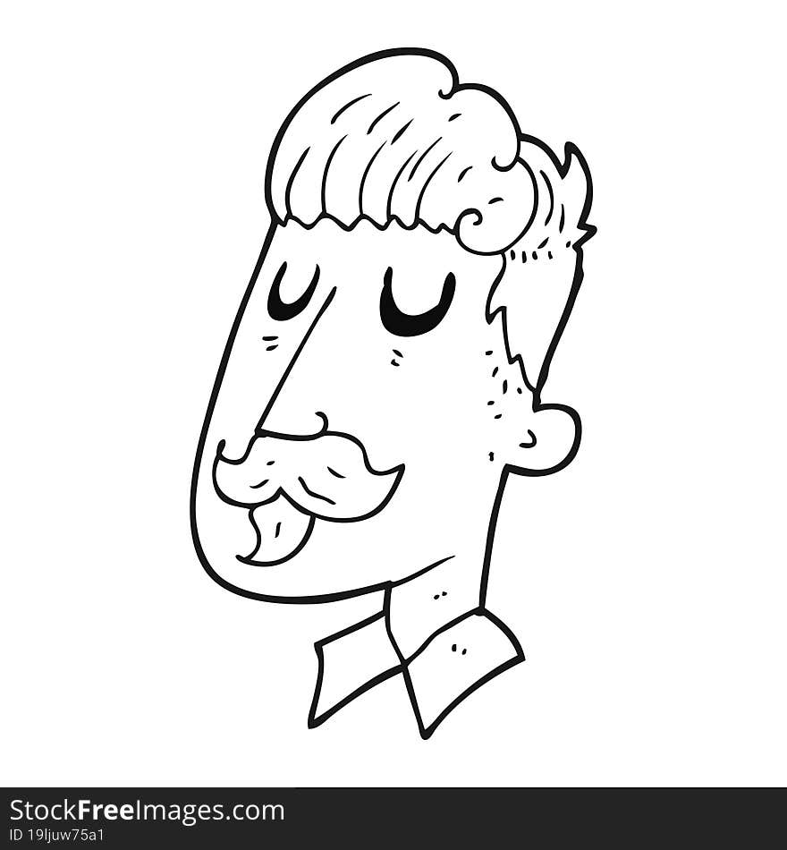 Black And White Cartoon Man With Mustache