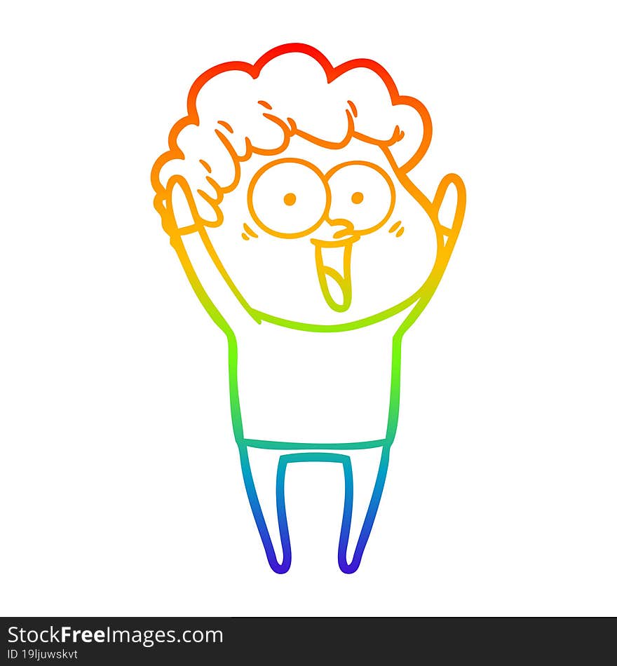 rainbow gradient line drawing cartoon happy man