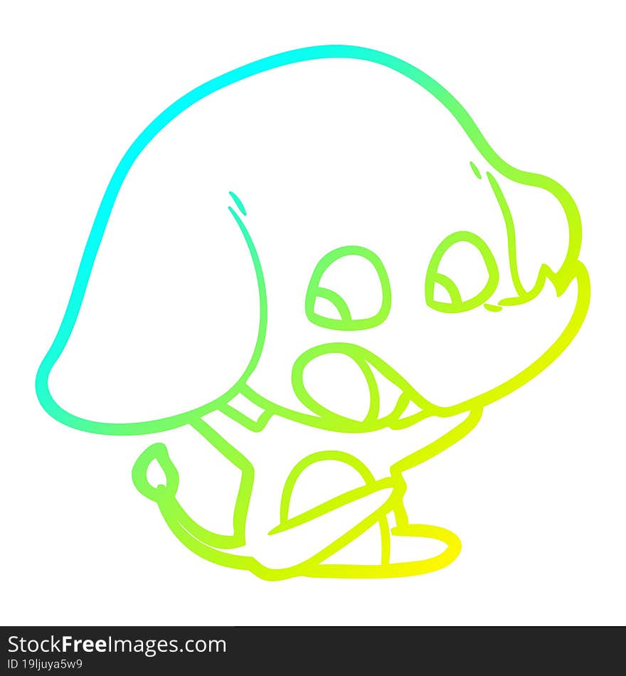 cold gradient line drawing cute cartoon elephant