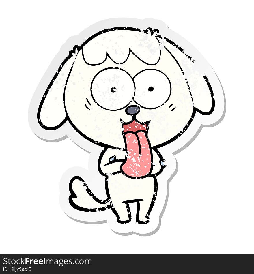 distressed sticker of a cute cartoon dog