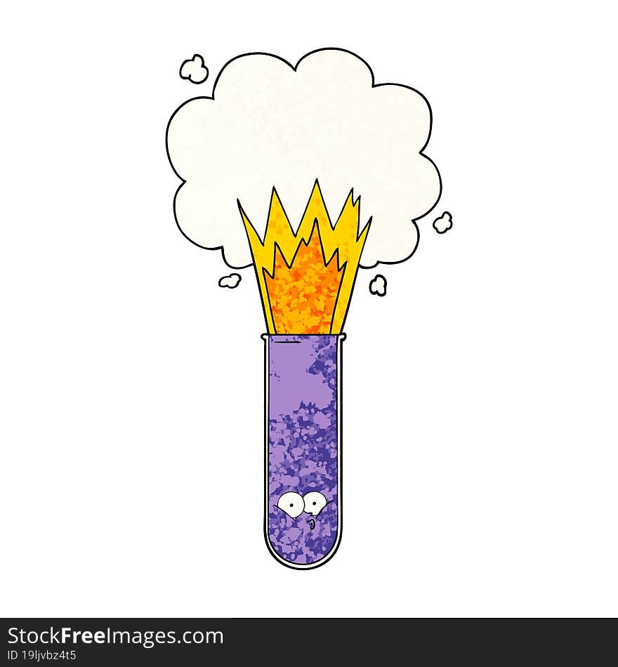 cartoon exploding chemicals in test tube. cartoon exploding chemicals in test tube