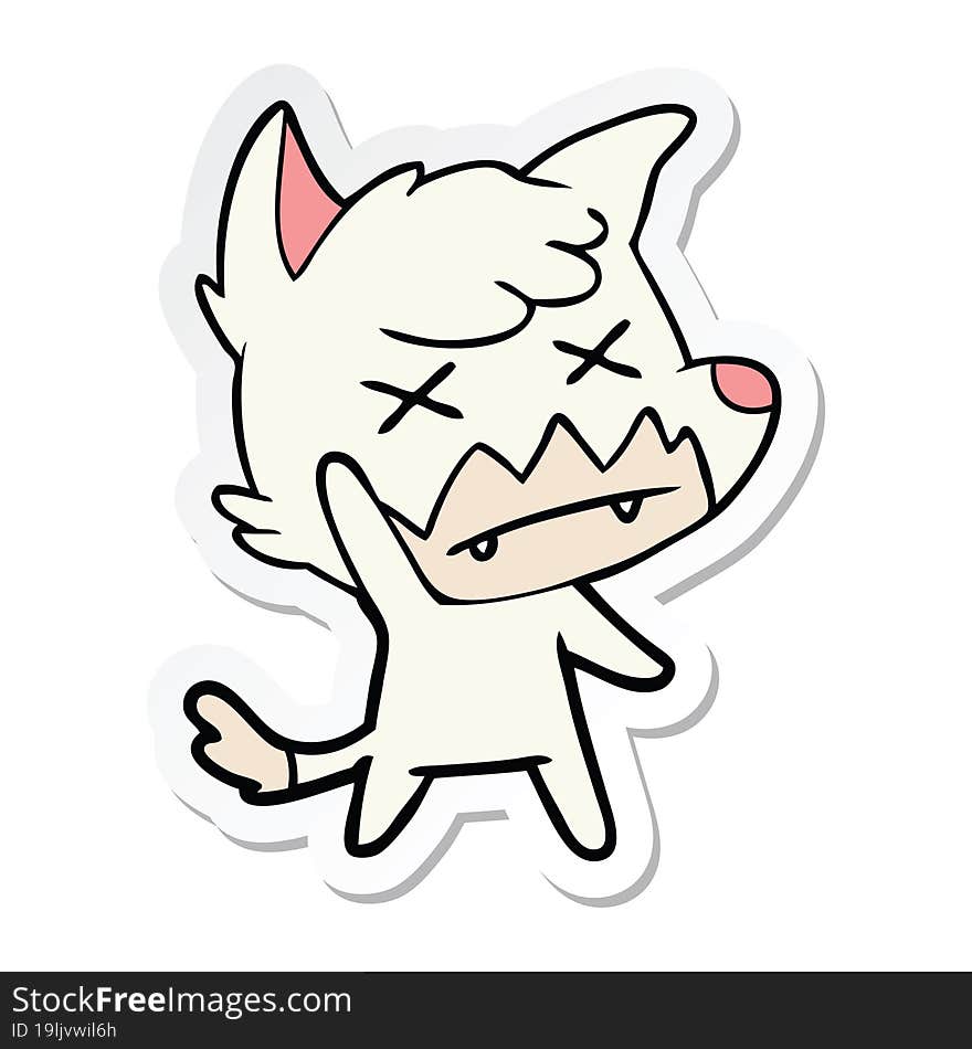 sticker of a cartoon dead fox