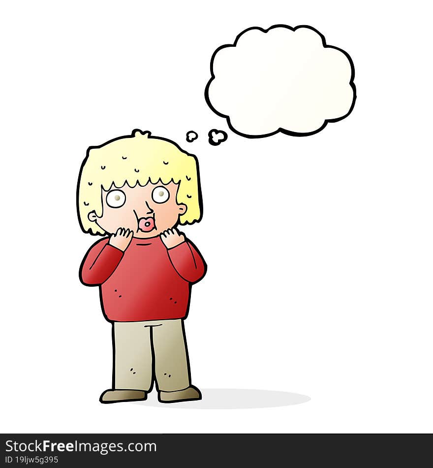 Cartoon Worried Boy With Thought Bubble