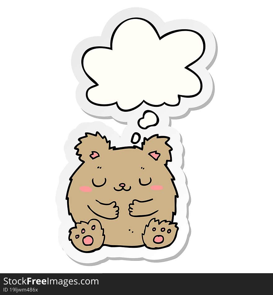 cute cartoon bear and thought bubble as a printed sticker