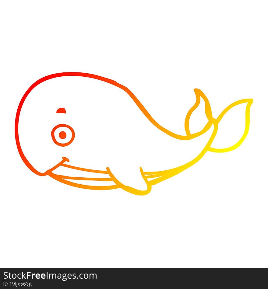 warm gradient line drawing cartoon whale