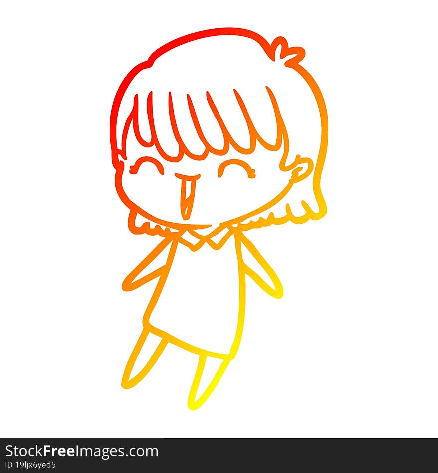 warm gradient line drawing of a cartoon woman