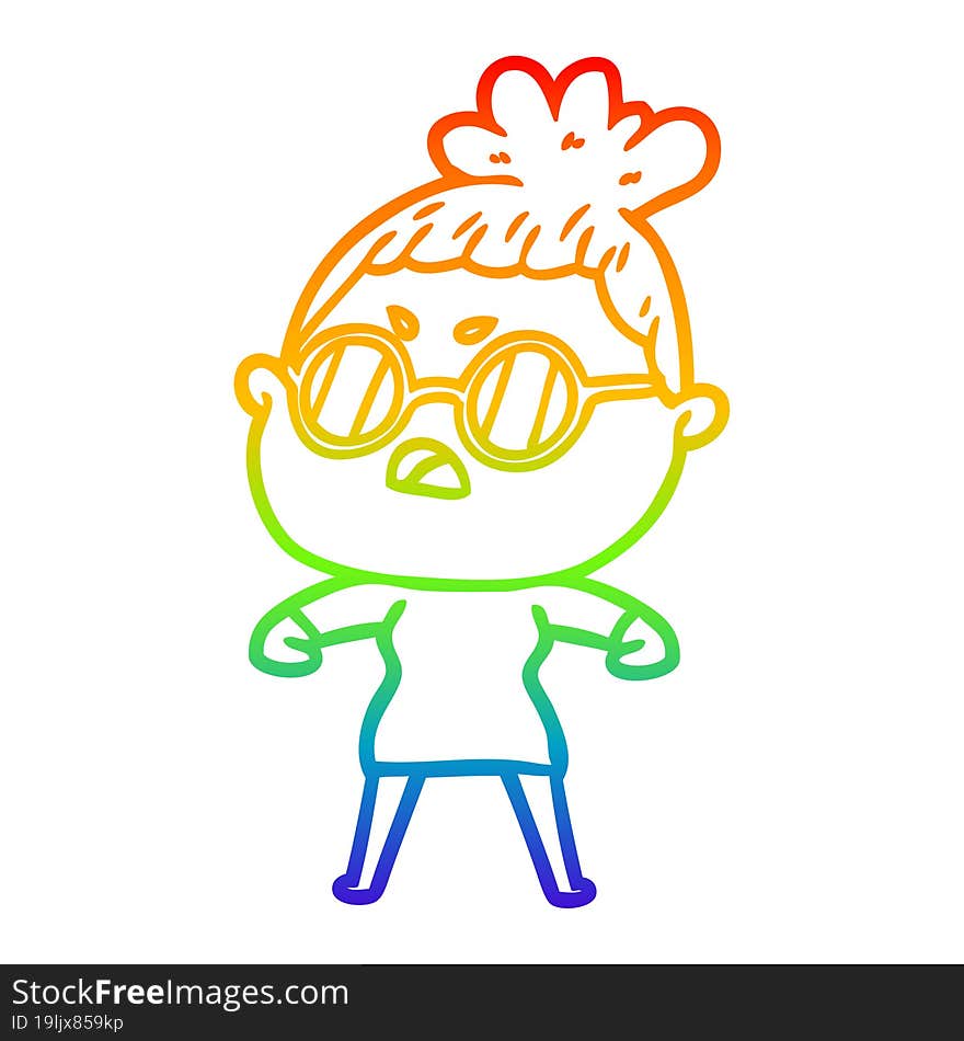 rainbow gradient line drawing cartoon annoyed woman