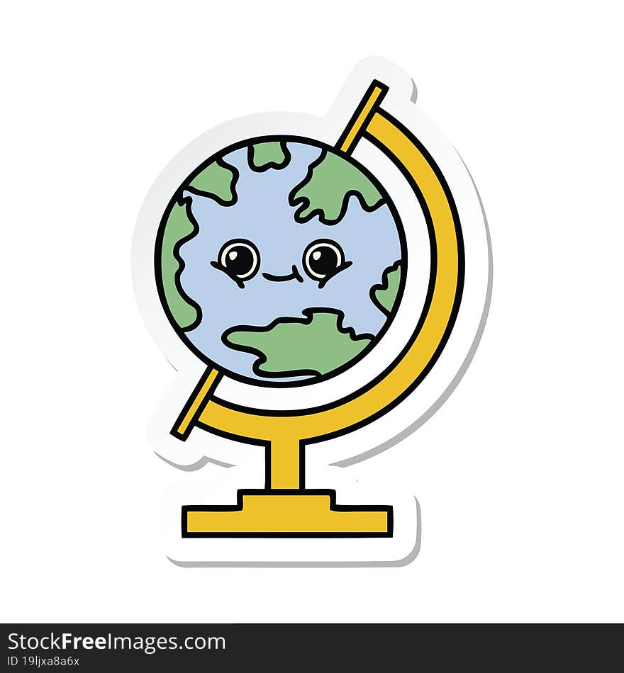 sticker of a cute cartoon globe of the world