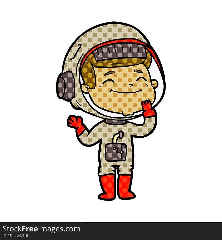 happy cartoon astronaut. happy cartoon astronaut