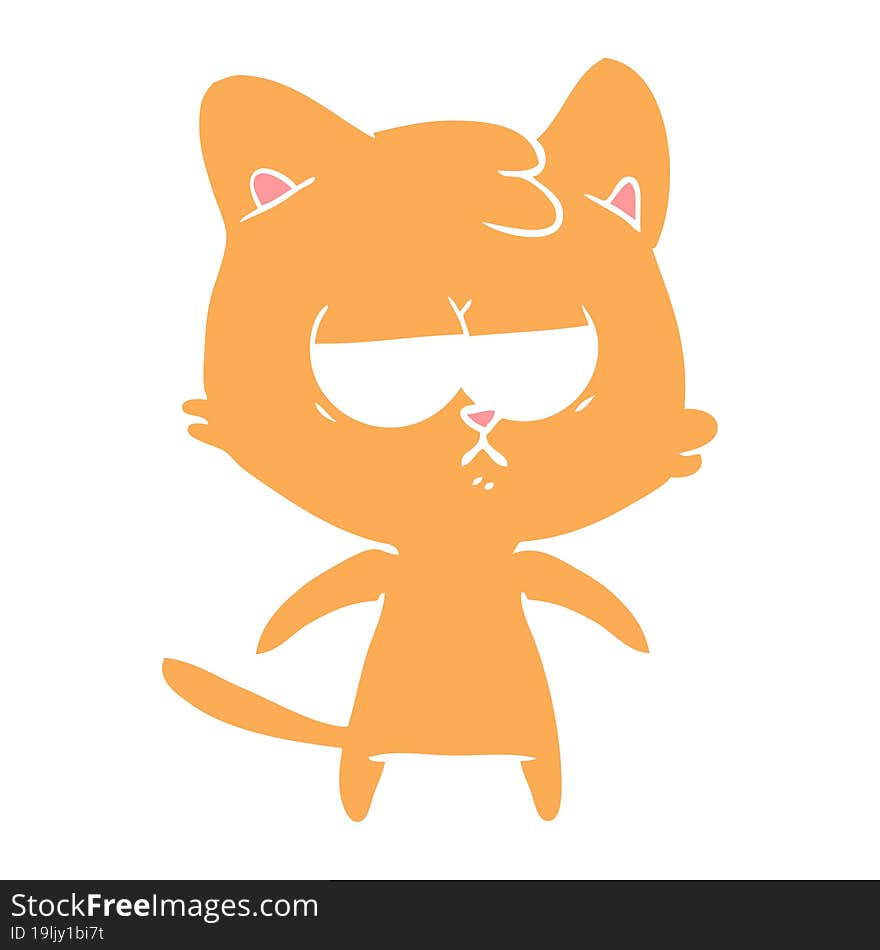 bored flat color style cartoon cat