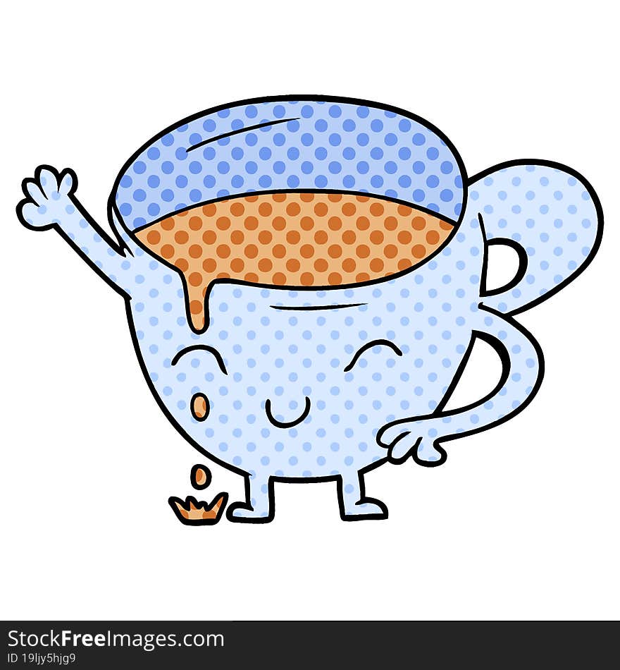 cartoon spilled teacup. cartoon spilled teacup