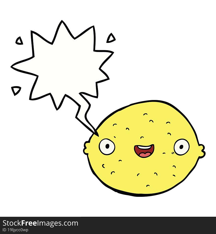 cartoon lemon and speech bubble