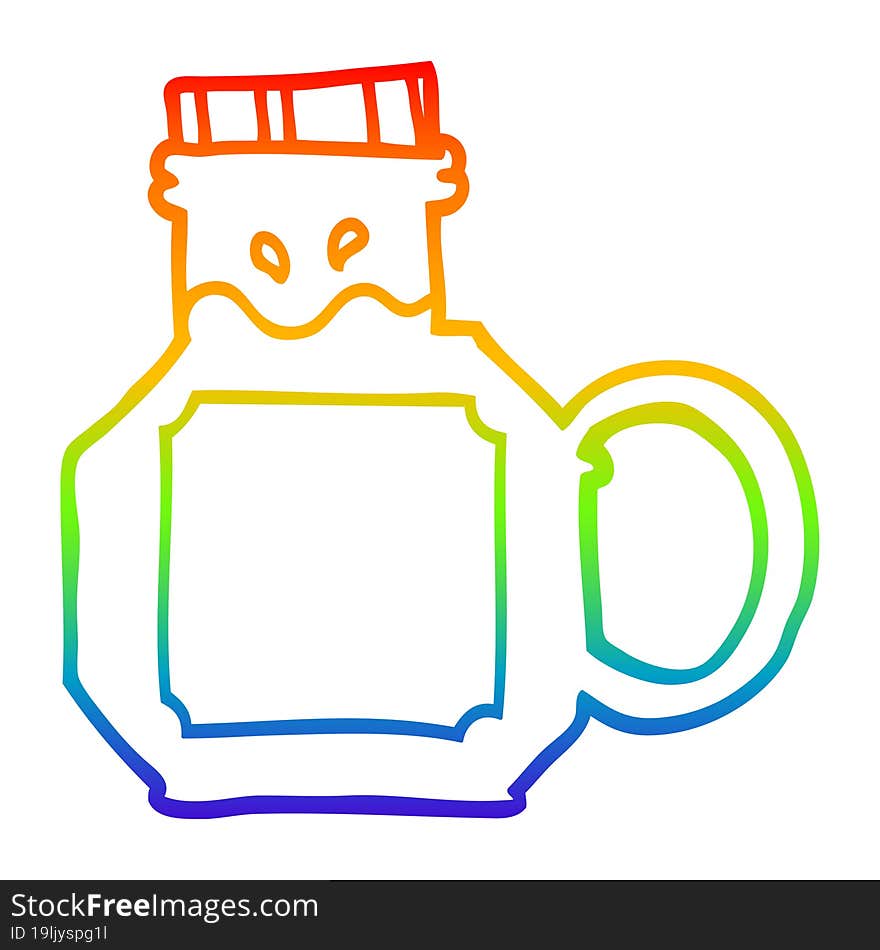 Rainbow Gradient Line Drawing Cartoon Green Potion