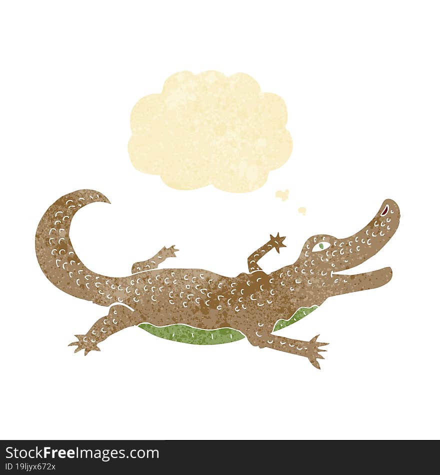 cartoon crocodile with thought bubble