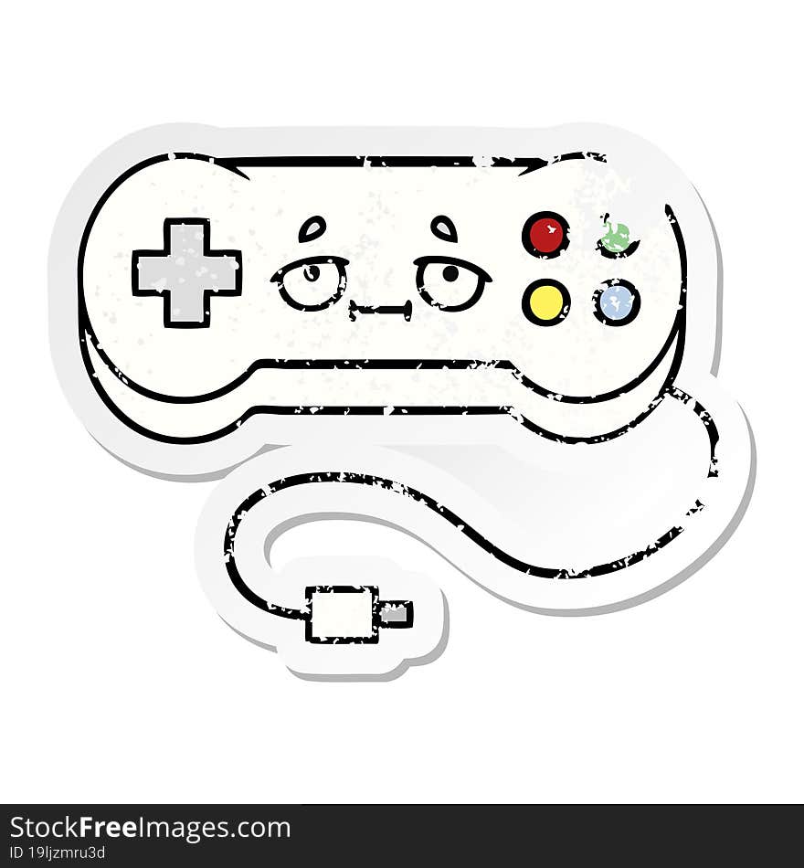 distressed sticker of a cute cartoon game controller