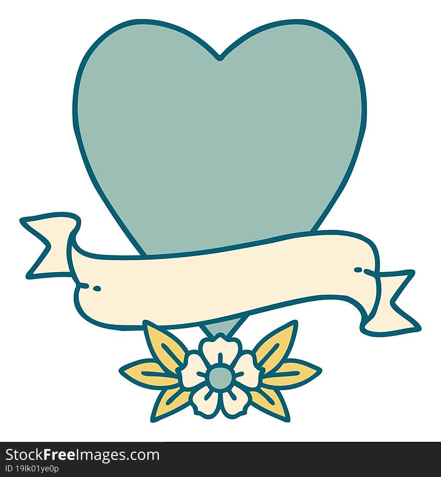 Tattoo Style Icon Of A Heart And Banner