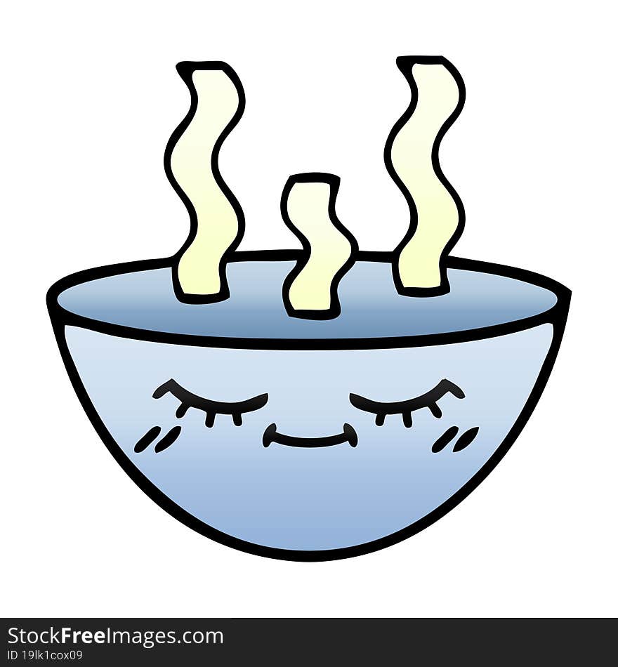 Gradient Shaded Cartoon Bowl Of Hot Soup