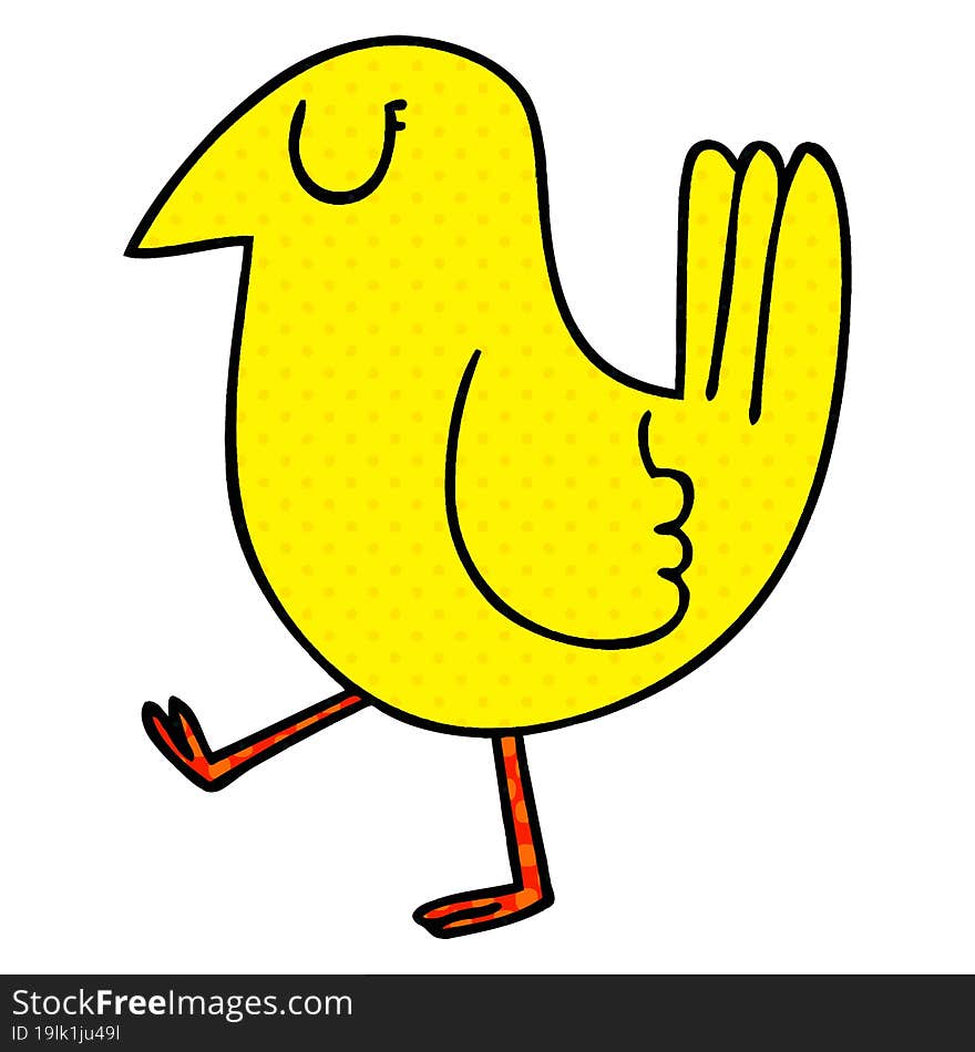 quirky comic book style cartoon yellow bird