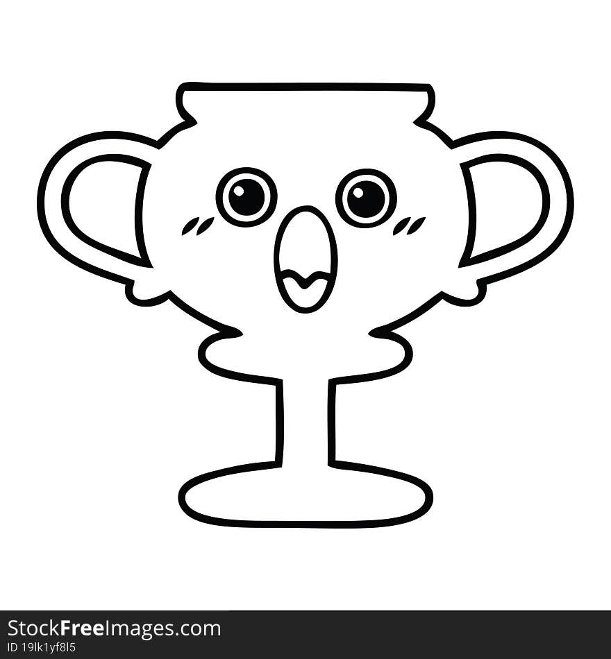 line drawing cartoon of a trophy. line drawing cartoon of a trophy