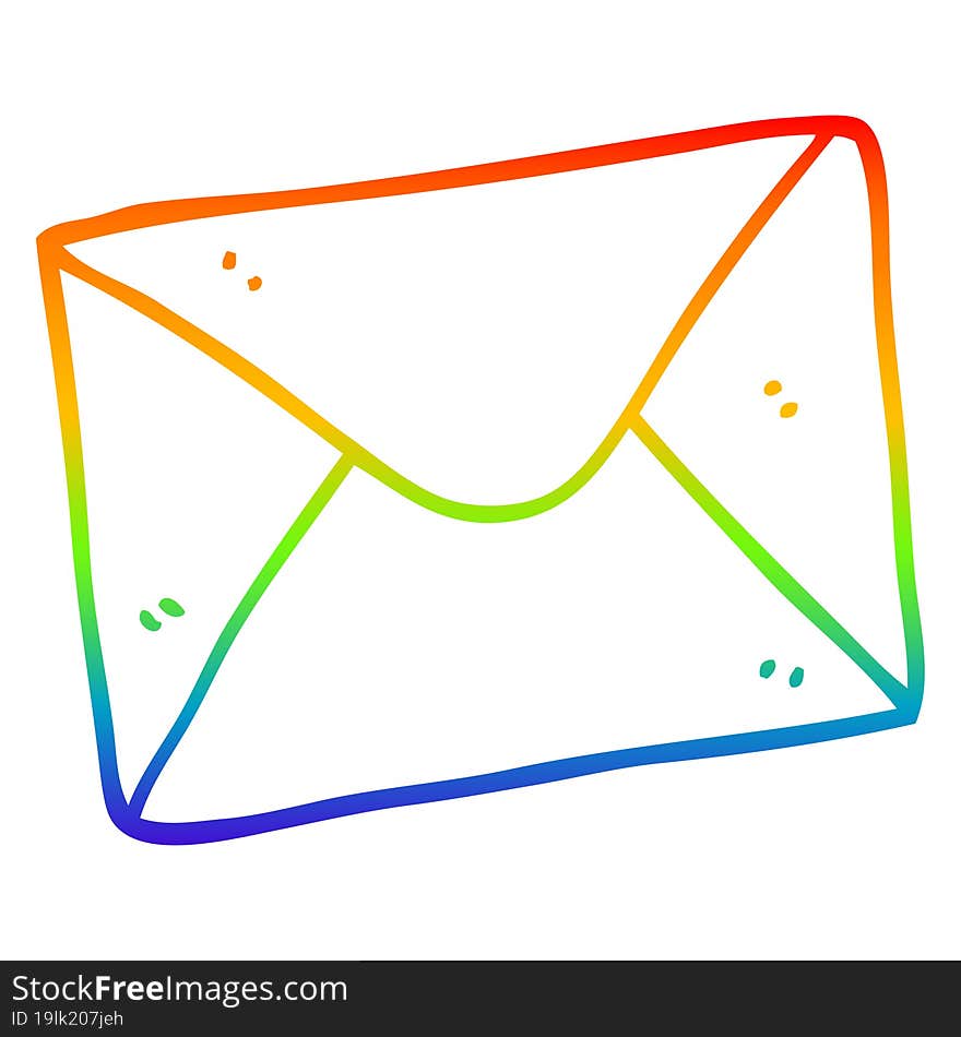 rainbow gradient line drawing of a cartoon letter