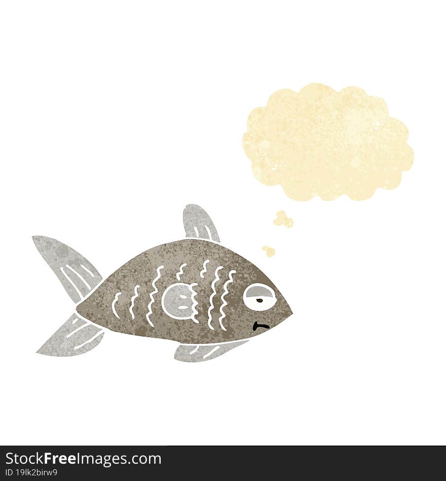 cartoon funny fish with thought bubble