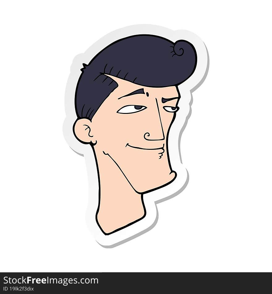 sticker of a cartoon confident man