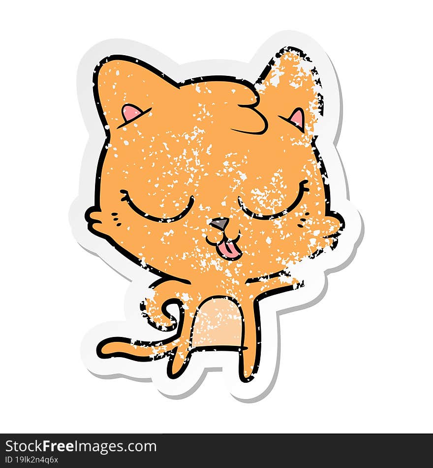 distressed sticker of a cartoon cat