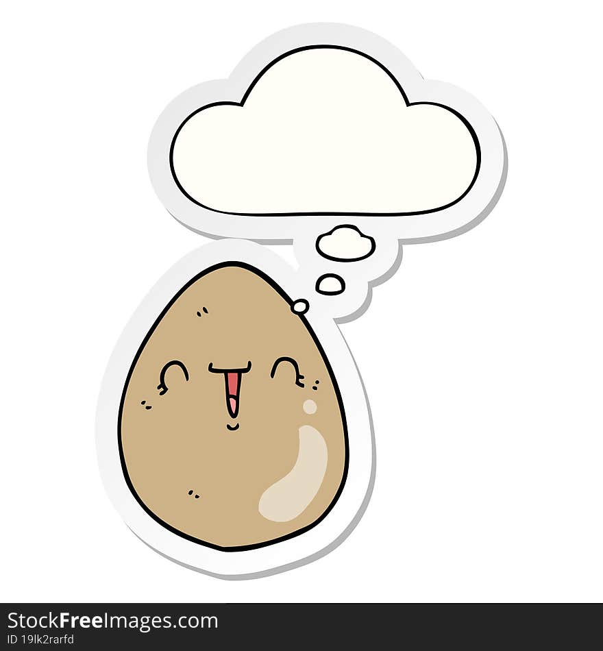 cartoon egg and thought bubble as a printed sticker