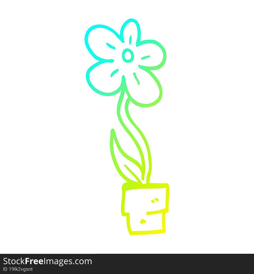 cold gradient line drawing cartoon flower pot