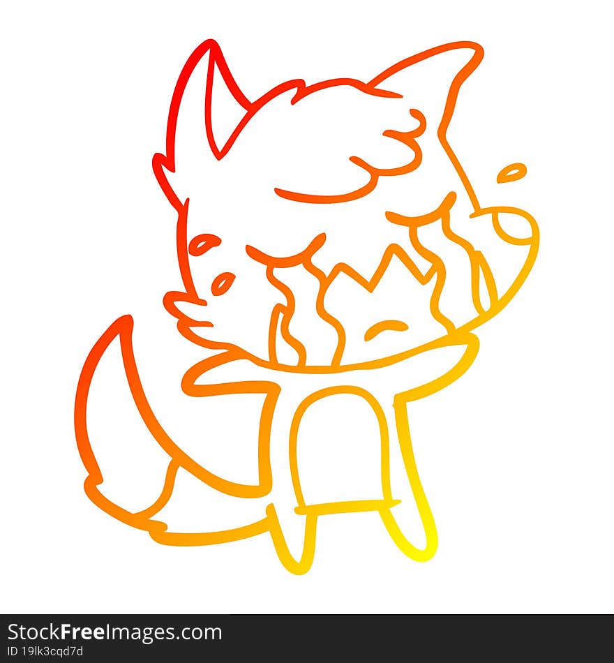 warm gradient line drawing crying fox cartoon