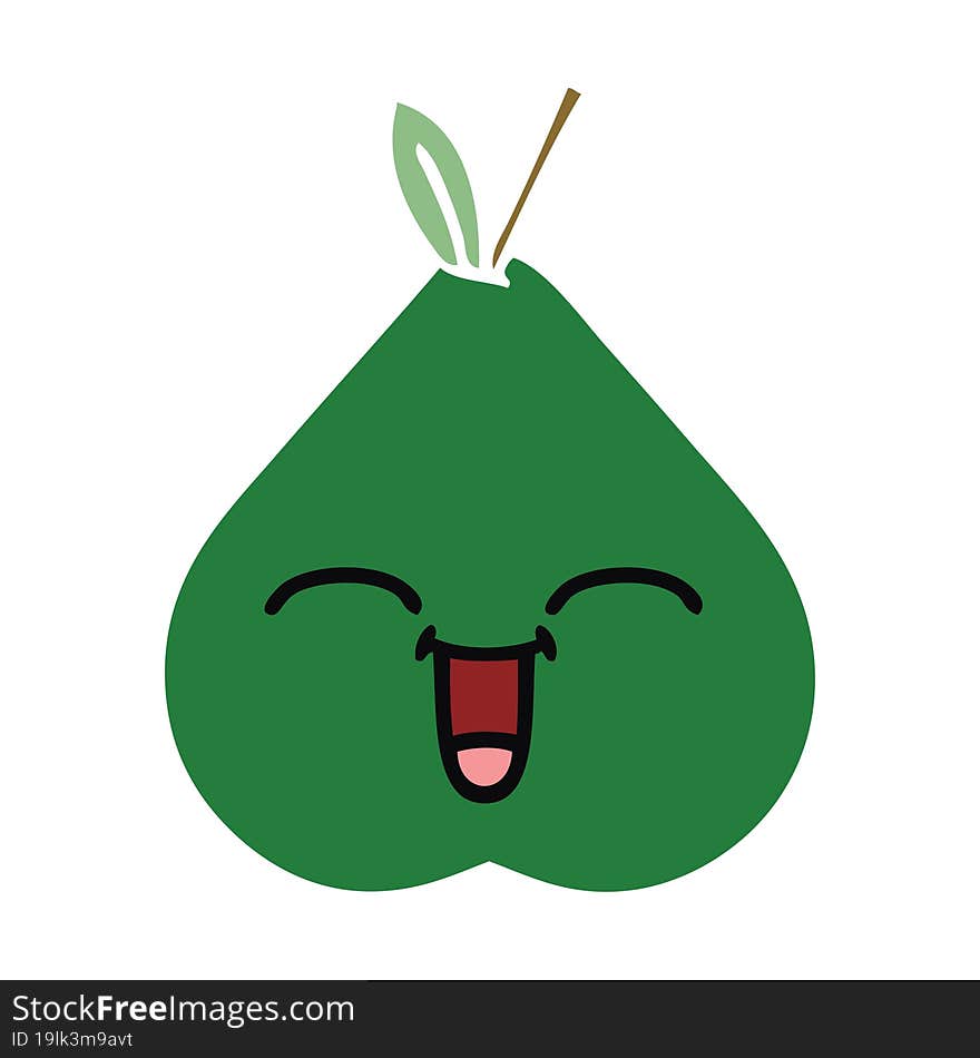 Flat Color Retro Cartoon Pear