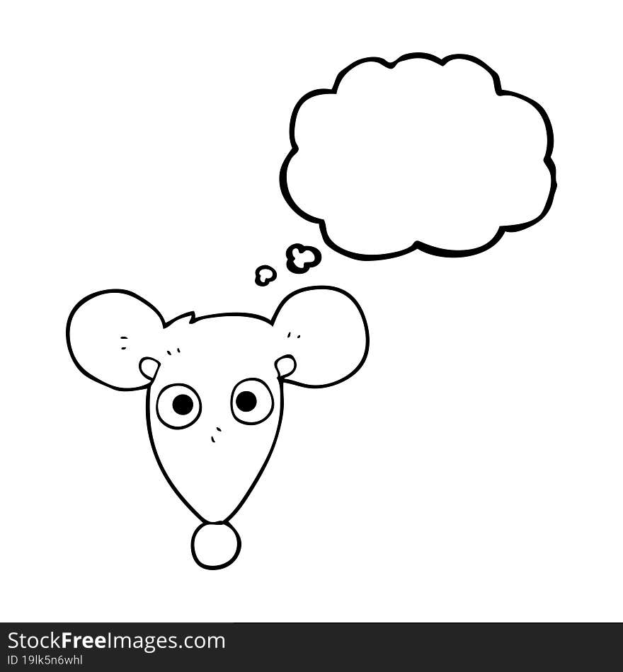 freehand drawn thought bubble cartoon mouse