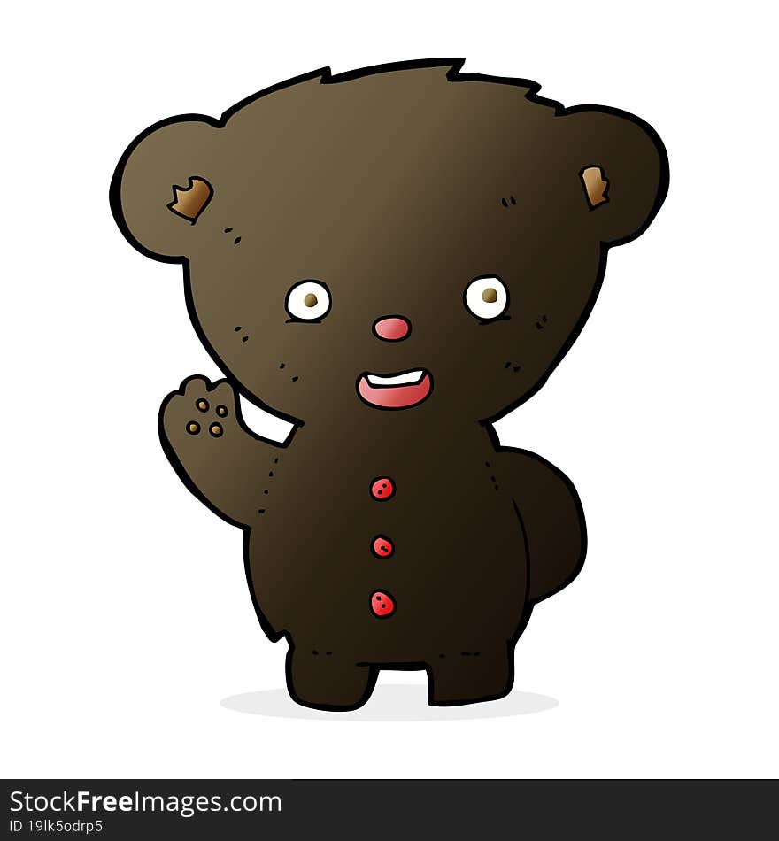 Cartoon Waving Black Bear Cub