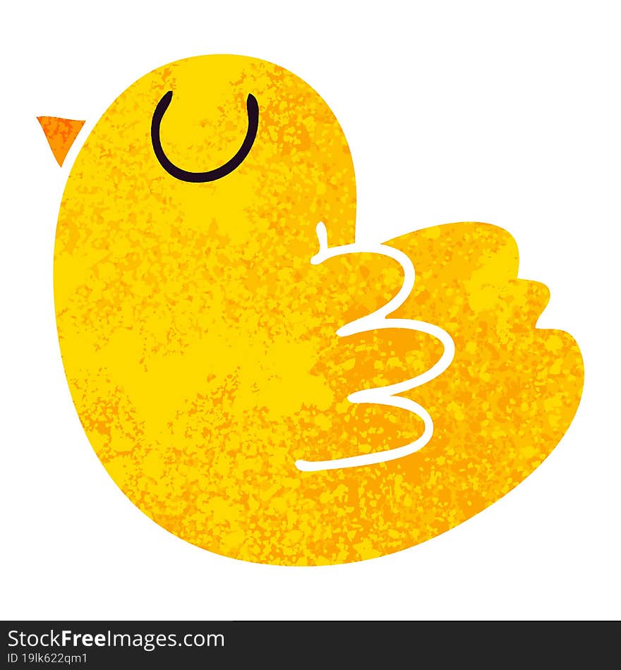 quirky retro illustration style cartoon yellow bird