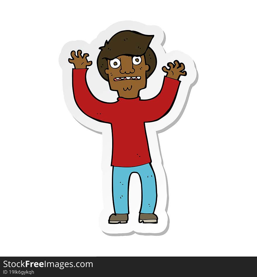 Sticker Of A Cartoon Terrified Man