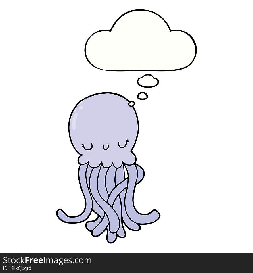 cute cartoon jellyfish and thought bubble