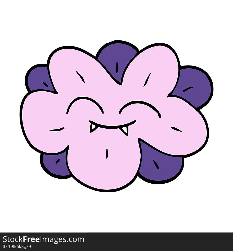 cartoon doodle flower with fangs