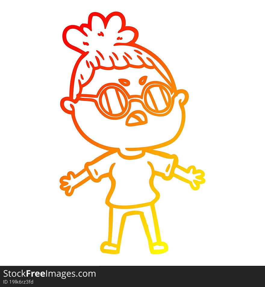 warm gradient line drawing cartoon annoyed woman