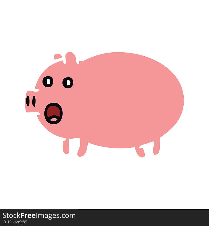 flat color retro cartoon pig